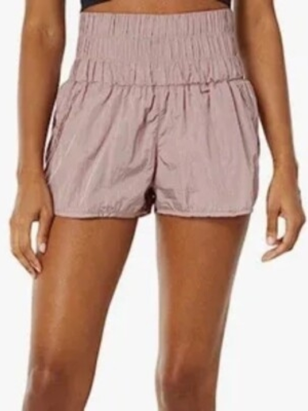 Free People Blush Pink Smocked-Waist Athletic Shorts Size L